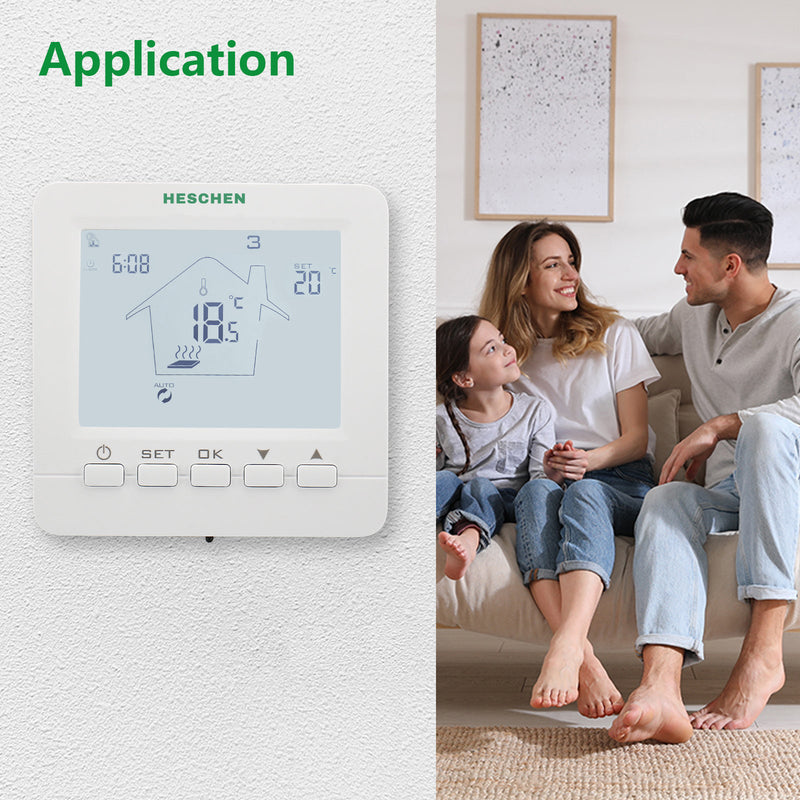 Heschen Heating Thermostats WG02B05,7-day Programmable 3A Radiant Floor Heating