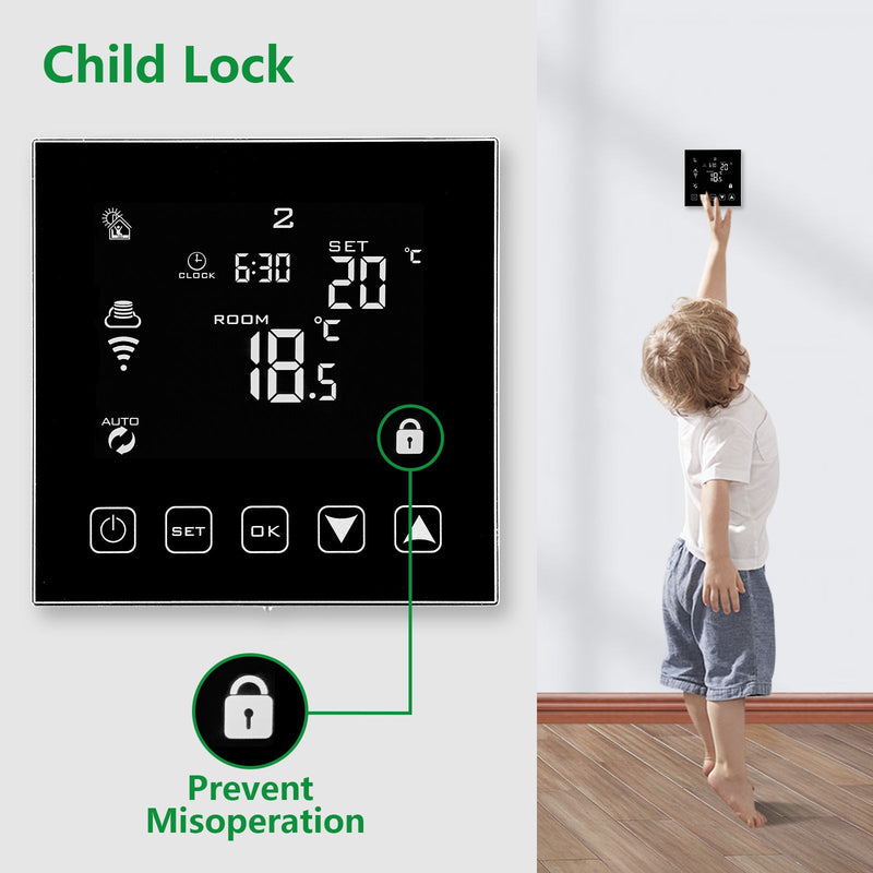 Heschen Thermostat Programmable WG603B,3A Floor Heating Black