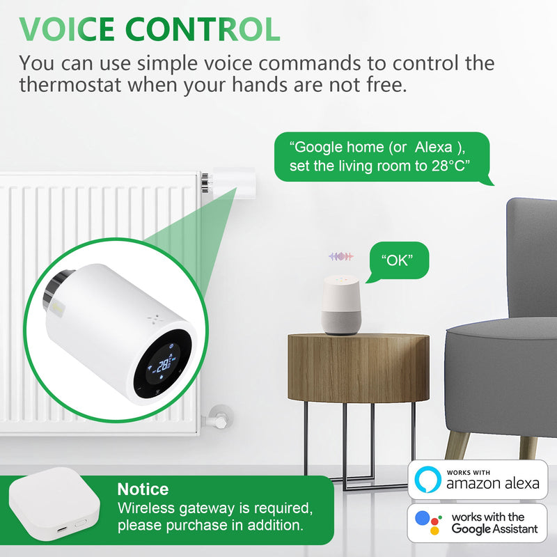 Heschen Smart Home Radiator Valve TRV-02,M30x1.5,Zigbee Thermostat,eWeLink App Zigbee Hub Required