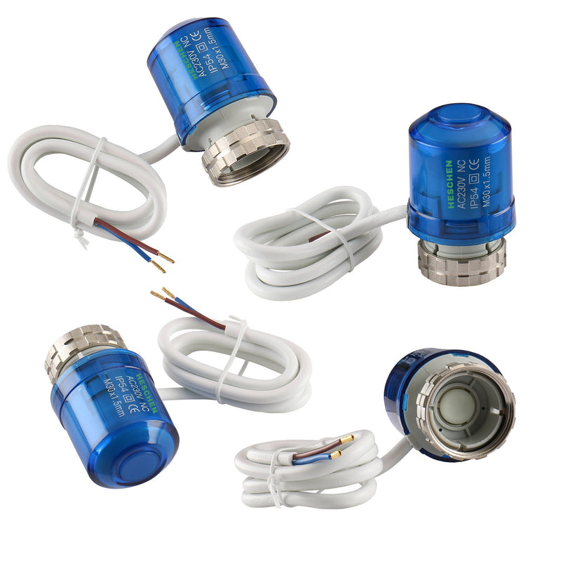 Heschen Thermal Actuator WG02,100Pack AC230V Valve on and off status with 360 degree LED Indication Normaly Closed for Underfloor Heating Blue
