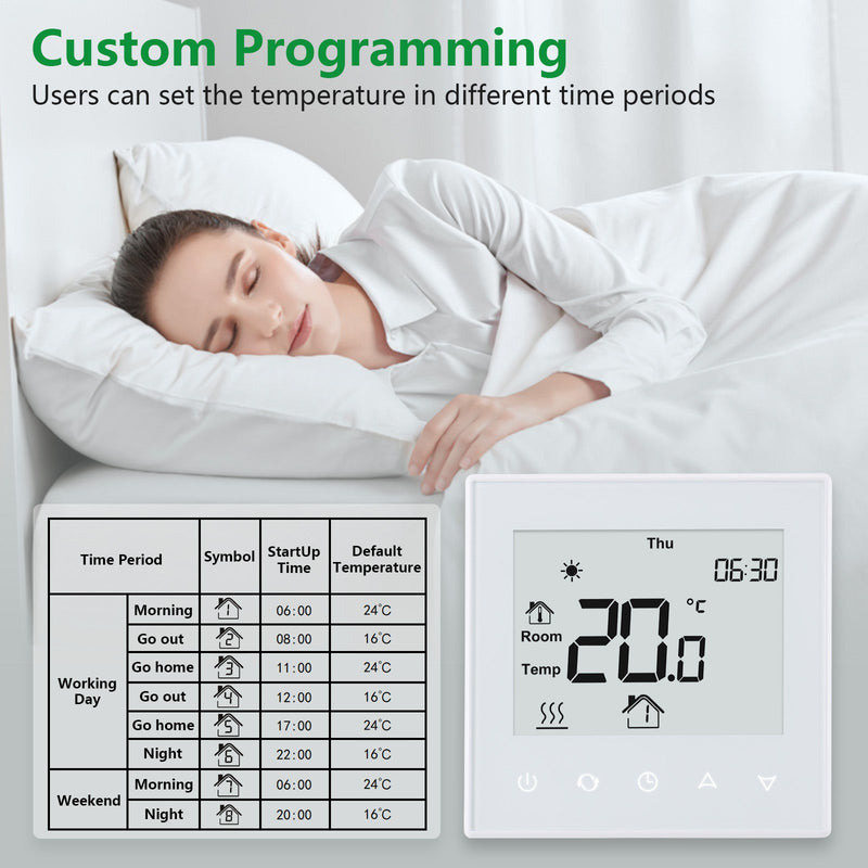 Heschen Thermostat WG505W,3A Water Heating,Potential-free linkage boiler