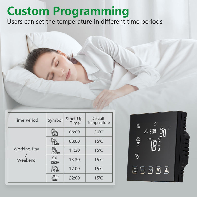 Heschen Thermostat Programmable WG603B,3A Floor Heating Black