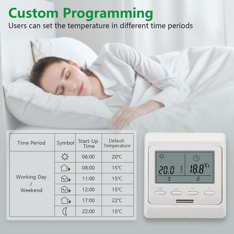 Heschen Thermostat WG806, 3A Water Heating,Weekly Programming