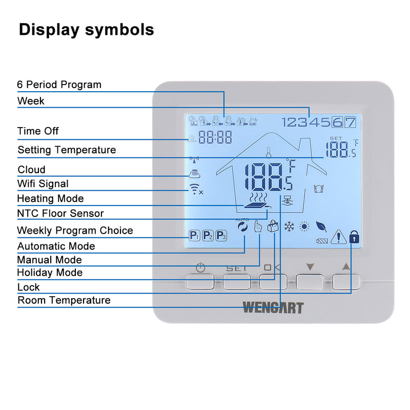 Heschen Gas Thermostat WG02B05BW,Digital LCD Display,Programmable,Battery Powered,COM-NO-NC Wire Connector