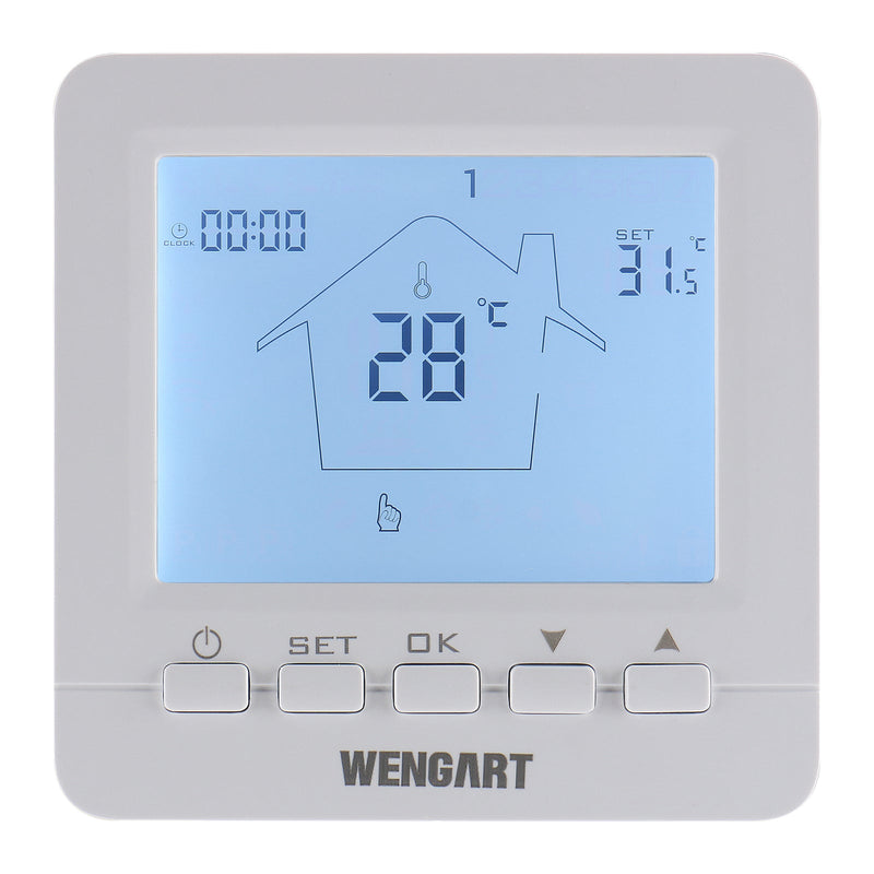Heschen Gas Thermostat WG02B05BW,Digital LCD Display,Programmable,Battery Powered,COM-NO-NC Wire Connector