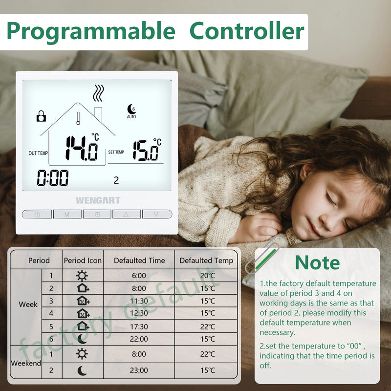Heschen Programmable Touch Thermostat WG376,AC230V 3A