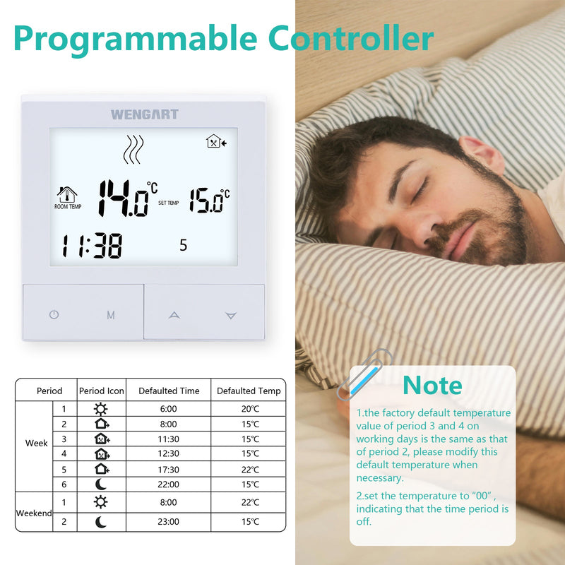 Heschen Tuya Thermostat WG372,AC230V 3A 2,4 GHz WiFi Work for Work for Water Underfloor Heating