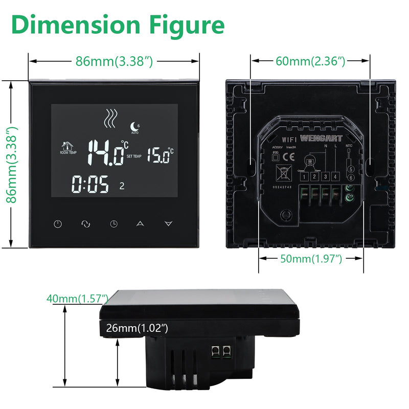 Heschen Thermostat WG03-4,AC230V Max3A