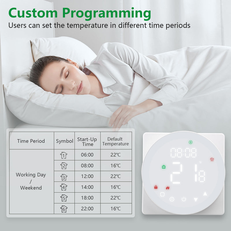 Heschen Floor Heating Thermostat WG908,Colorful Display,5A Water Floor Heating