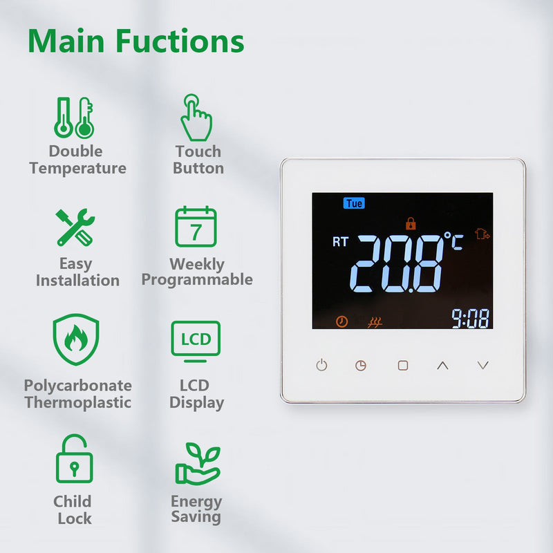 Heschen Digital Thermostat WG538,Weekly Programming,Colorful Display