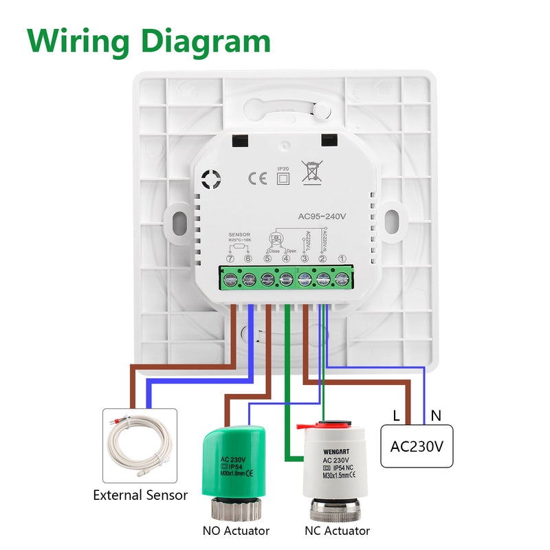 Heschen Floor Heating Thermostat WG908,Colorful Display,5A Water Floor Heating