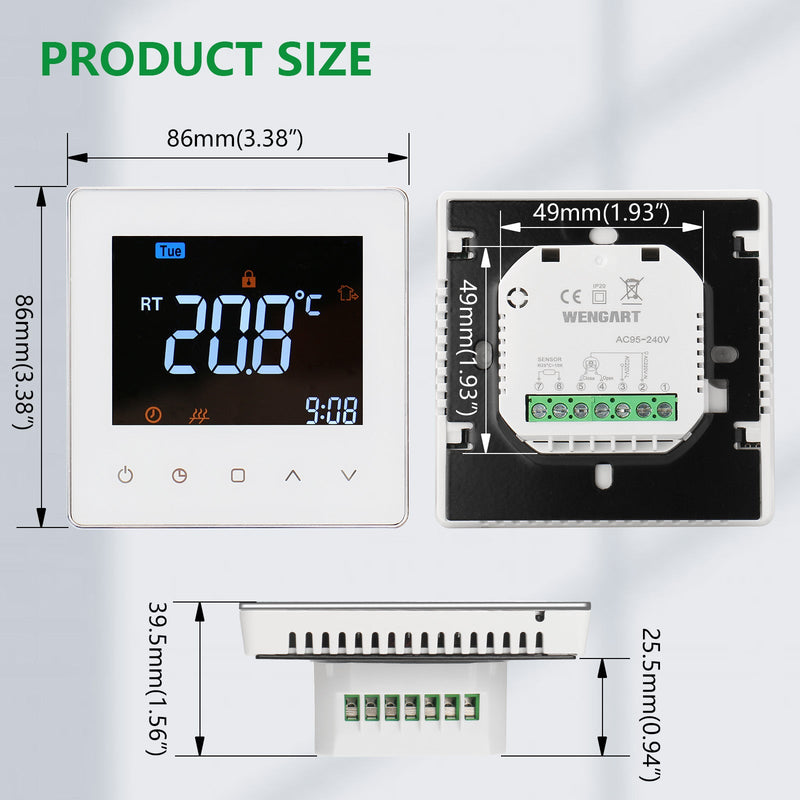Heschen Digital Thermostat WG538,Weekly Programming,Colorful Display