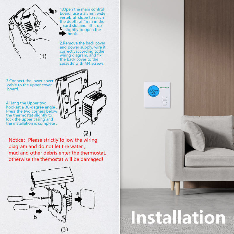 Heschen Floor Heating Thermostat WG301,AC230V 3A