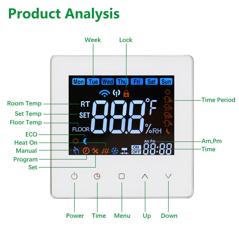 Heschen Digital Thermostat WG538,Weekly Programming,Colorful Display