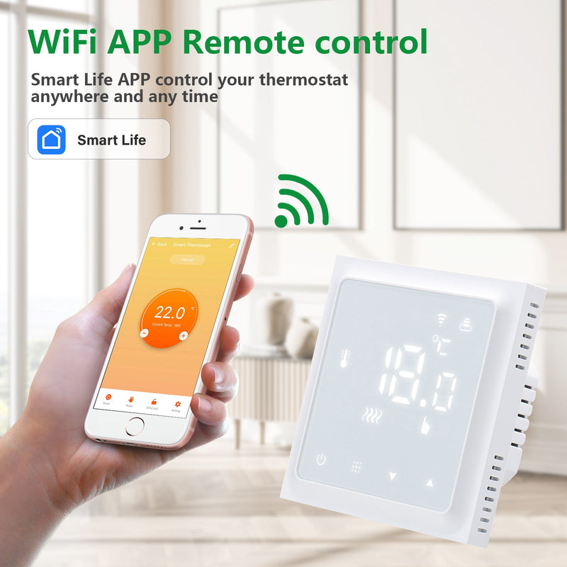 Heschen WiFi Thermostat WG611,Heat and Cold Mode AC230V Max3A 2.4GHz TUYA APP  for Radiant Floor Heating,Compatible with Alexa Echo/Google Home