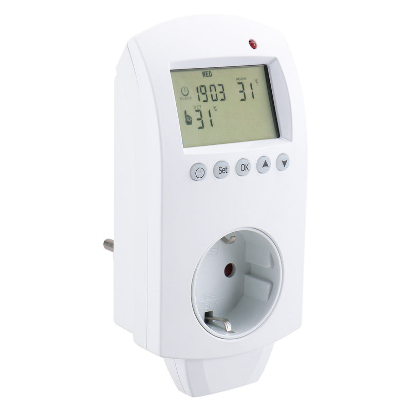 Heschen Plug in Thermostat WG02TP,7 day programmable,LCD Digital Display,Heating & Cooling Outlet,3600W