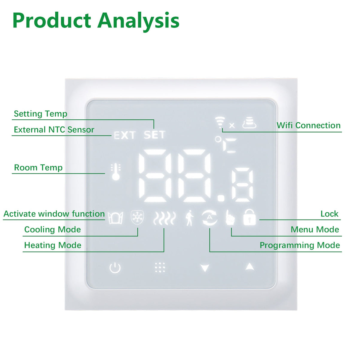 Heschen WiFi Thermostat WG611,Heat and Cold Mode AC230V Max3A 2.4GHz TUYA APP  for Radiant Floor Heating,Compatible with Alexa Echo/Google Home