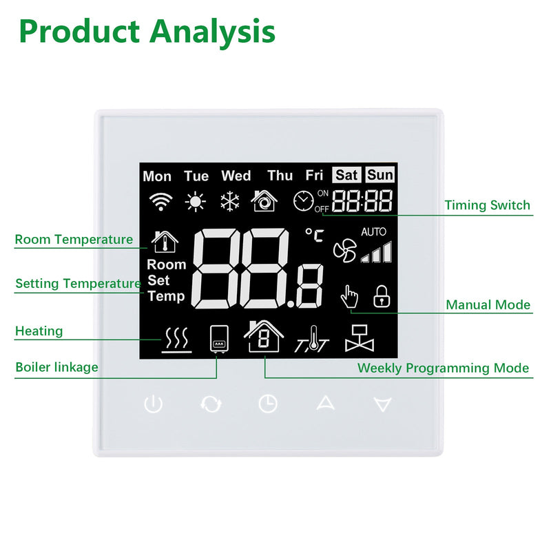 Heschen Thermostat WG505B, 3A With Passive Linkage Water Heating,Black