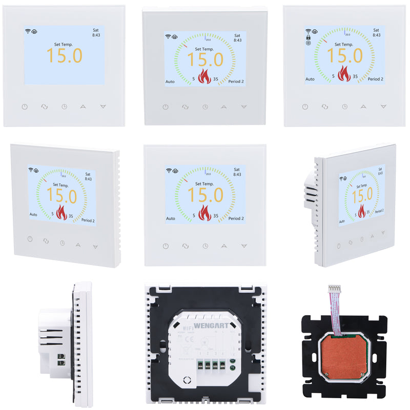 Heschen WiFi Thermostat WG380,AC230V 3A 6 Languages Optional,White