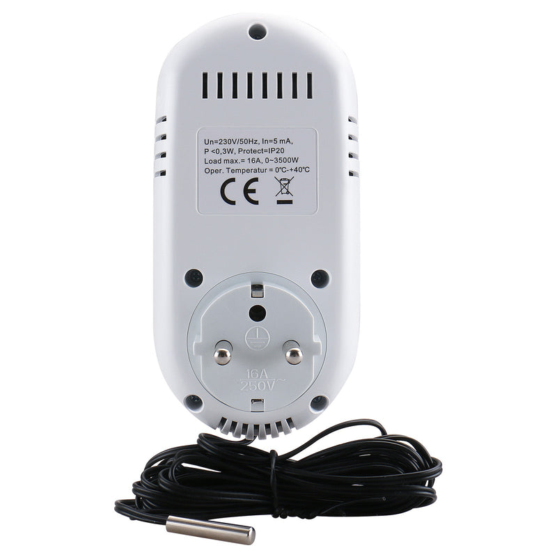 Heschen Plug in Thermostat WG02TPR,7 day programmable,LCD Digital Display,Heating & Cooling Outlet,3600W,external sensor