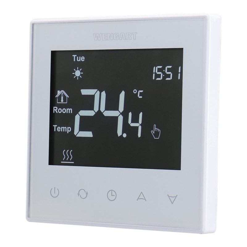 Heschen Room Thermostat WG505, LCD Digital Display, Touch Buttons, Weekly Programming,16A,Suitable for Electric Heating Equipment, with 3m external probe,Black
