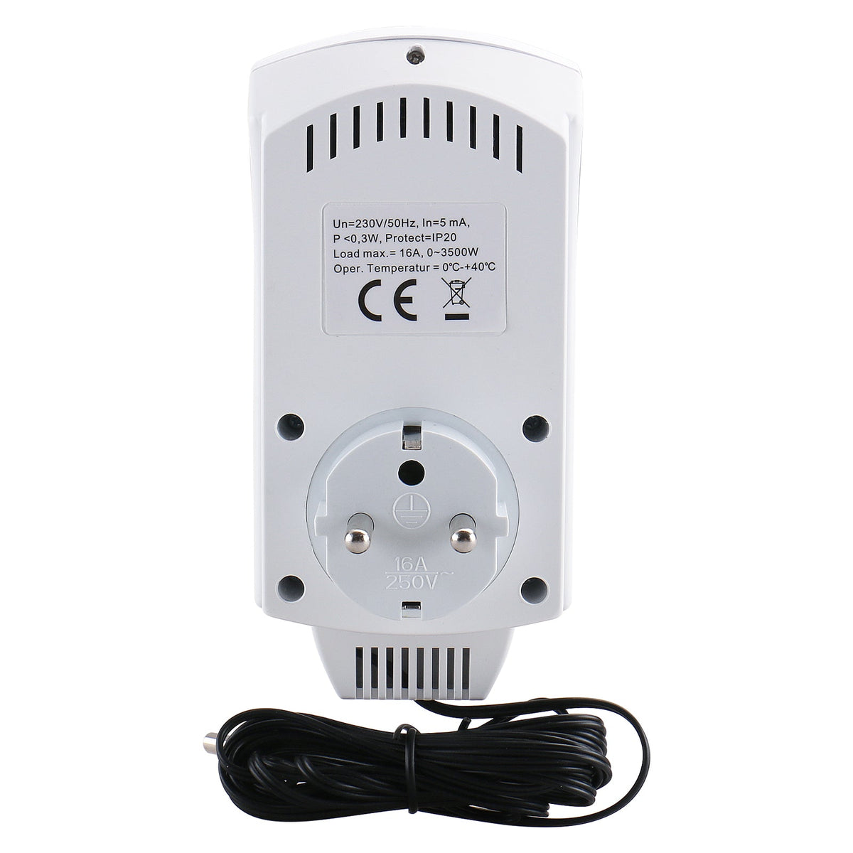 Heschen Plug in Thermostat WG02TP,7 day programmable,LCD Digital Display,Heating & Cooling Outlet,3600W,external sensor