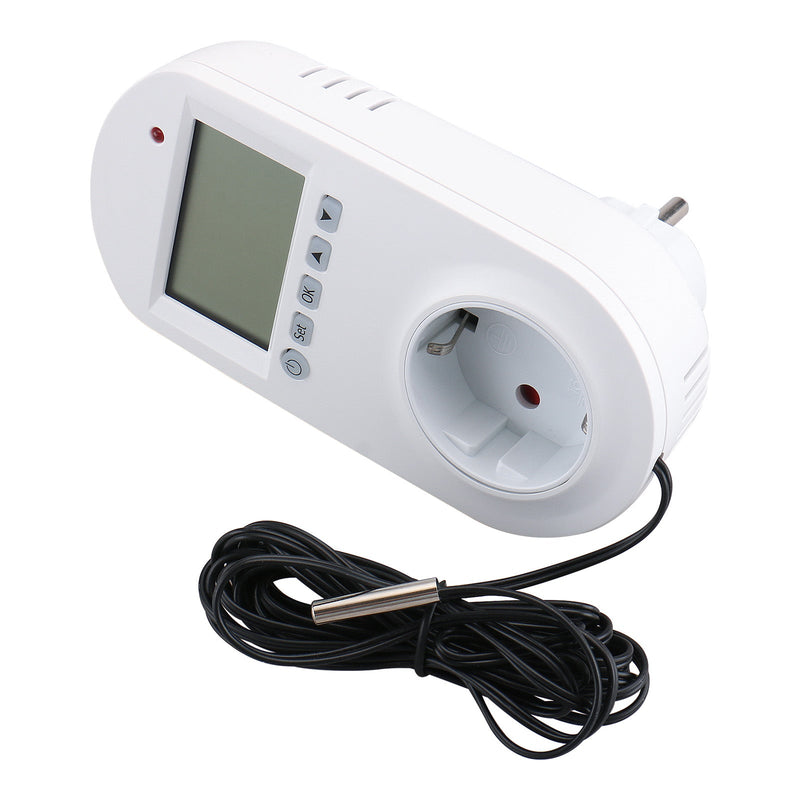 Heschen Plug in Thermostat WG02TPR,7 day programmable,LCD Digital Display,Heating & Cooling Outlet,3600W,external sensor