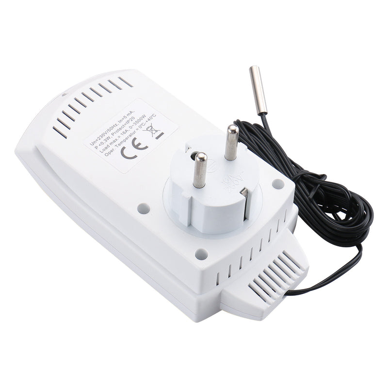 Heschen Plug in Thermostat WG02TP,7 day programmable,LCD Digital Display,Heating & Cooling Outlet,3600W,external sensor