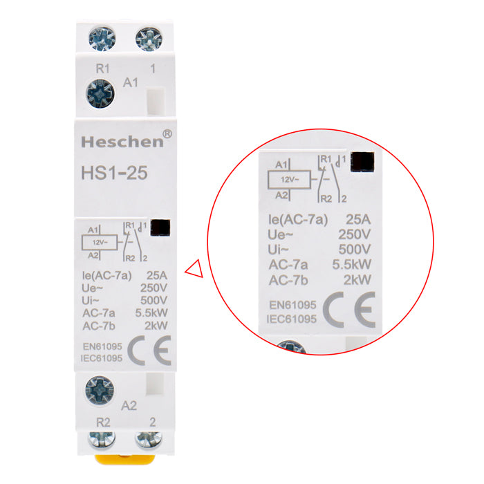 Contactor AC doméstico CT1-25 25A 2 Polos 1NO 1NC