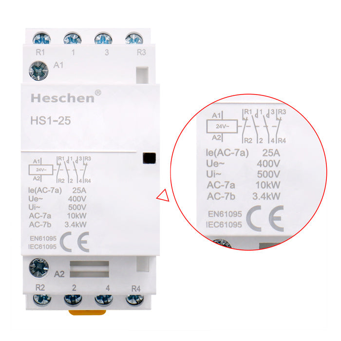 Contactor AC doméstico CT1-25 25A 4 Polos 1NO 1NC