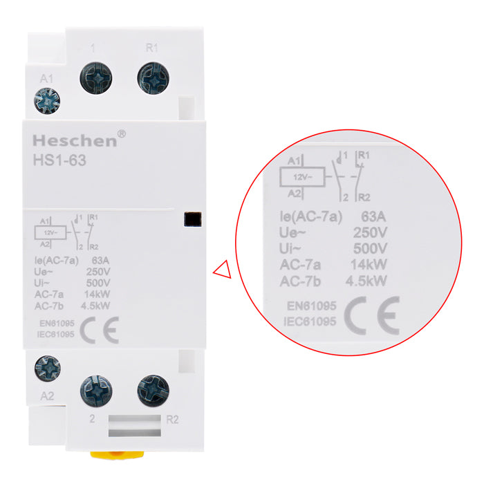 Household AC Contactor CT1-63 63A 2 Pole 1NO 1NC