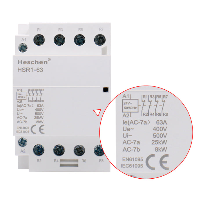 Contactor de CA doméstico HSR1-63 63A 4P NC Normalmente cerrado