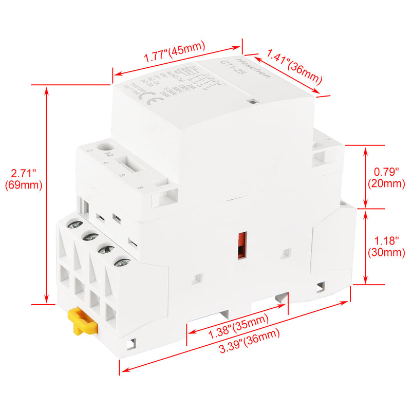 Household AC Contactor CT1-25 4 Pole Four Normally Open 220V/240V Coil Voltage 35 mm DIN Rail Mount