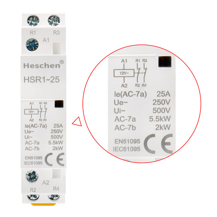 Contacteur secteur domestique HSR1-25 25A 2P NC normalement fermé