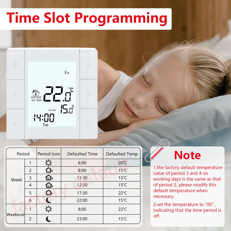 Heschen Room Thermostat WG352,AC230V Glass Touch Screen,3A