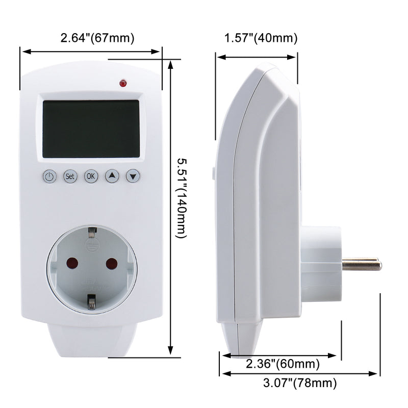 Heschen Plug in Thermostat WG02TP,7 day programmable,LCD Digital Display,Heating & Cooling Outlet,3600W