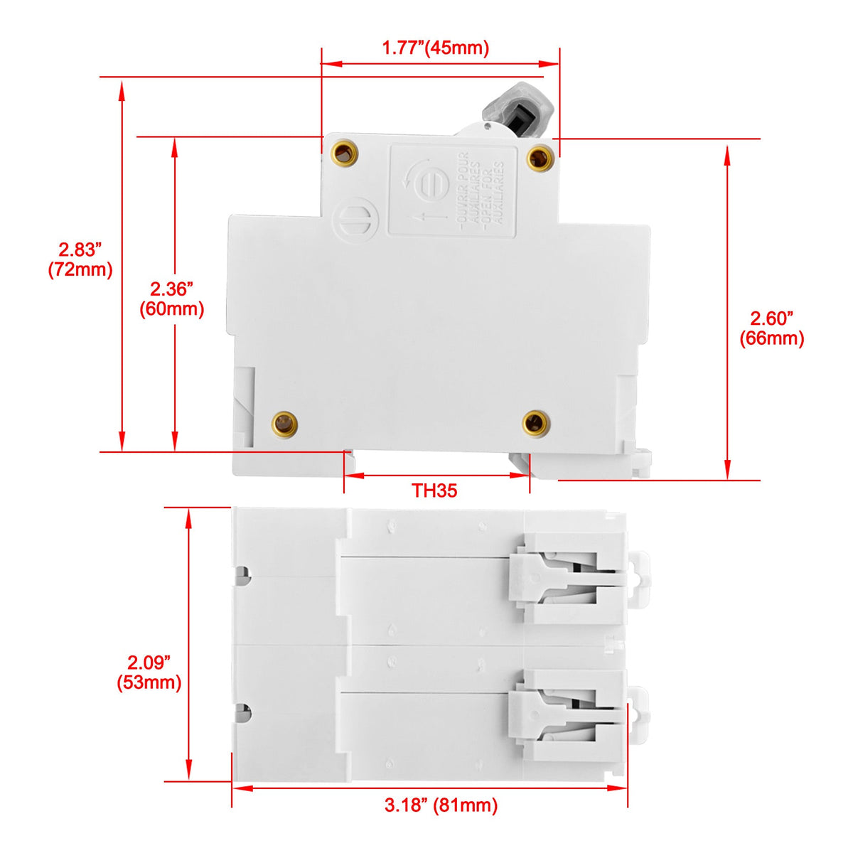 Heschen DC Miniature Circuit Breaker, HSB6C-DC, 2 Poles, DC500V D80A/D100A/D125A, Photovoltaic Polarised Circuit Breaker, for Solar PV System Solar Panels Grid System, 35mm DIN Rail Mounting