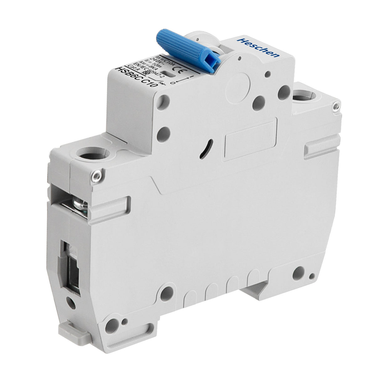 Heschen Miniatur-Schutzschalter HSB6C, 10 Ampere Strom, 1-polig, Typ C, 6kA Ausschaltvermögen, DIN-Schienenmontage