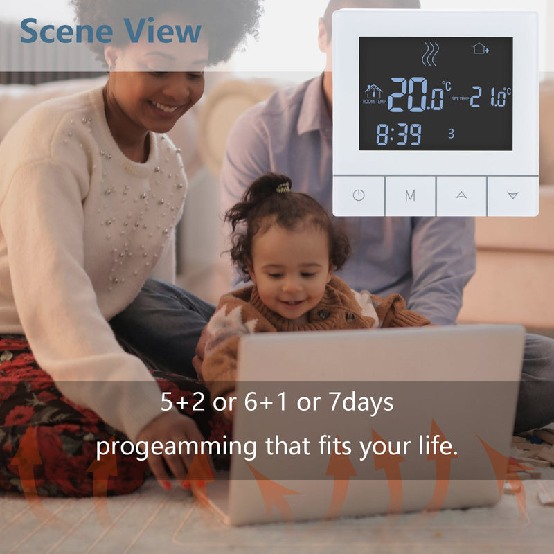 Heschen Programmable Touch Thermostat WG356,AC230V 3A,Black