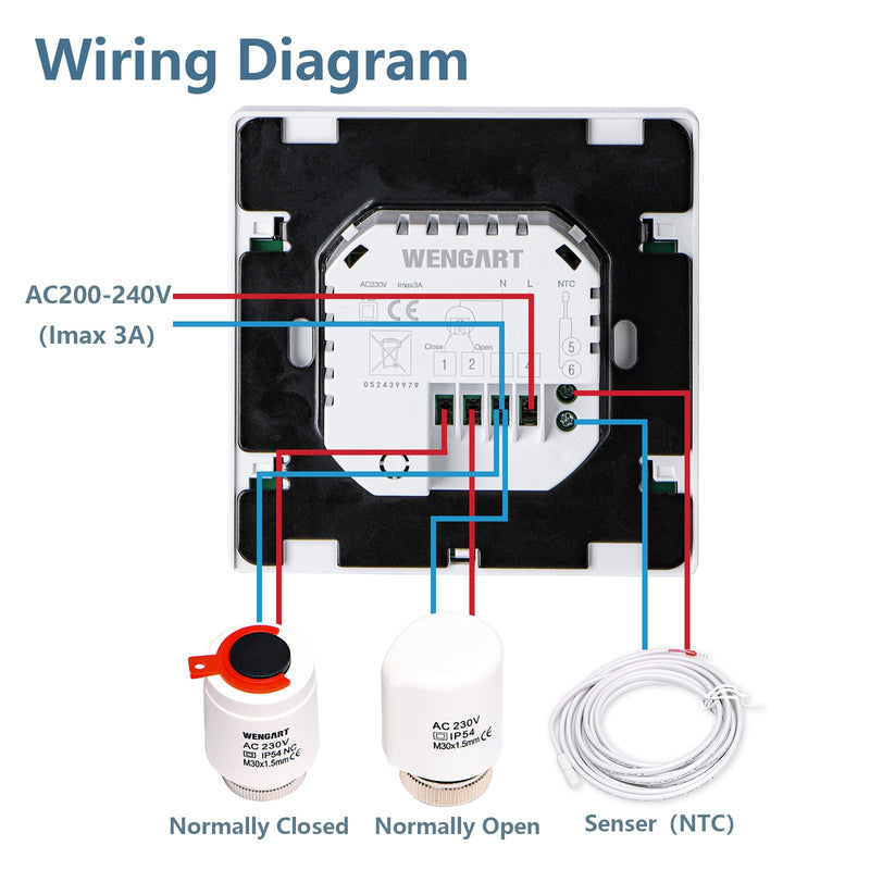 Heschen Programmable Touch Thermostat WG356,AC230V 3A,Black