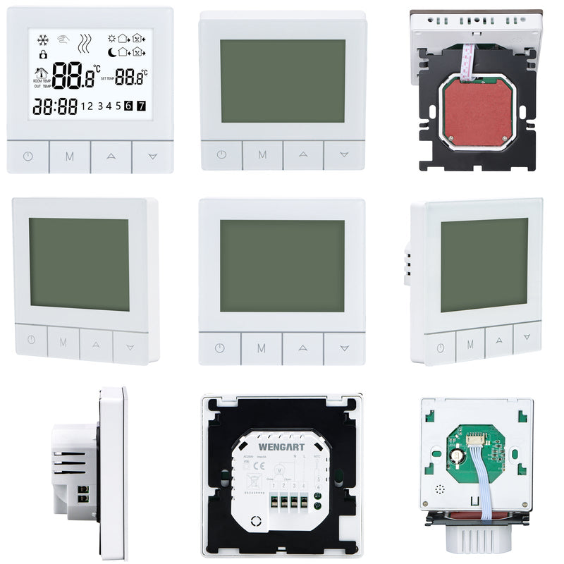 Heschen Programmable Touch Thermostat WG356,AC230V 3A,White