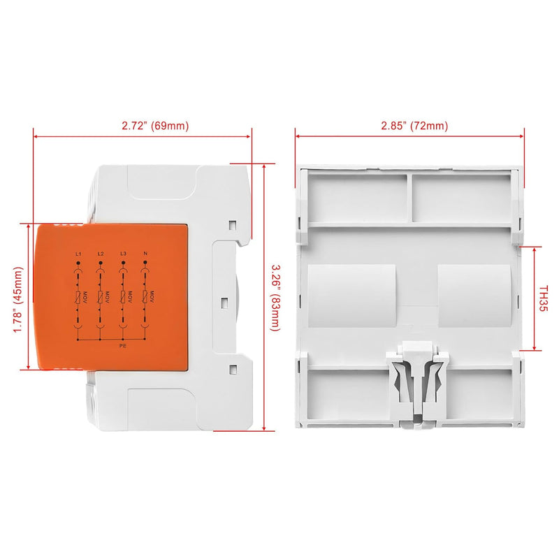 Heschen Surge Protective Device, LYD1-C40/385, 4P 385V 20KA, Fire-Proof, Low-Voltage Arrester, 35mm DIN Rail Mounting