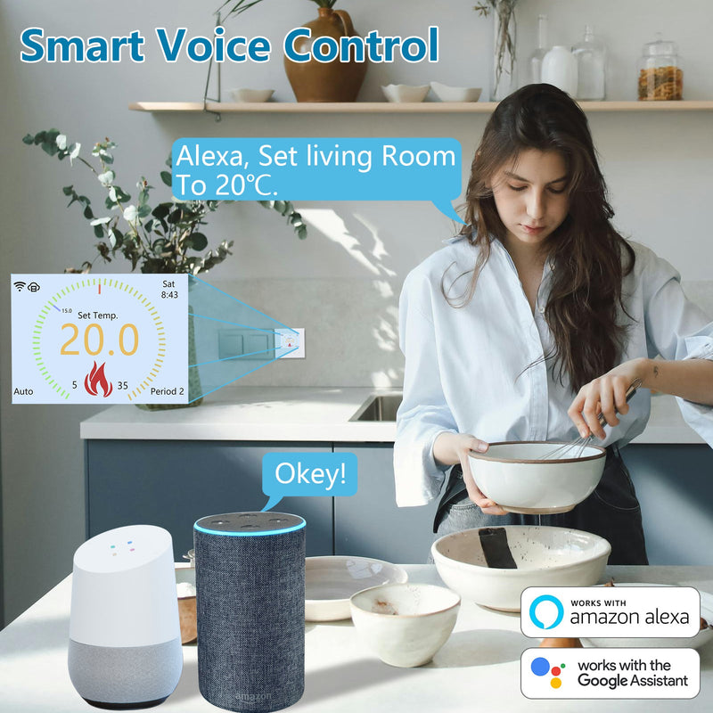 Heschen WiFi Thermostat WG380,AC230V 3A 6 Languages Optional,White