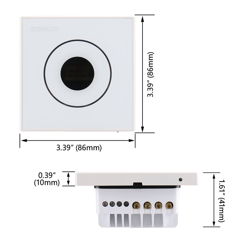 Heschen Room Thermostat WG502, 16A, for Electric Heating Equipment, with 3m external probe, Sliding Temperature Setting, White