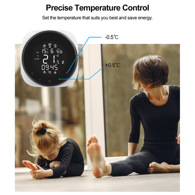 Heschen Programmable Thermostats for Home WG316,AC90-240V 16A Touch Screen Digital LCD Display 7-day Programmable for Electric Underfloor Heating with 3m Probe Sensor