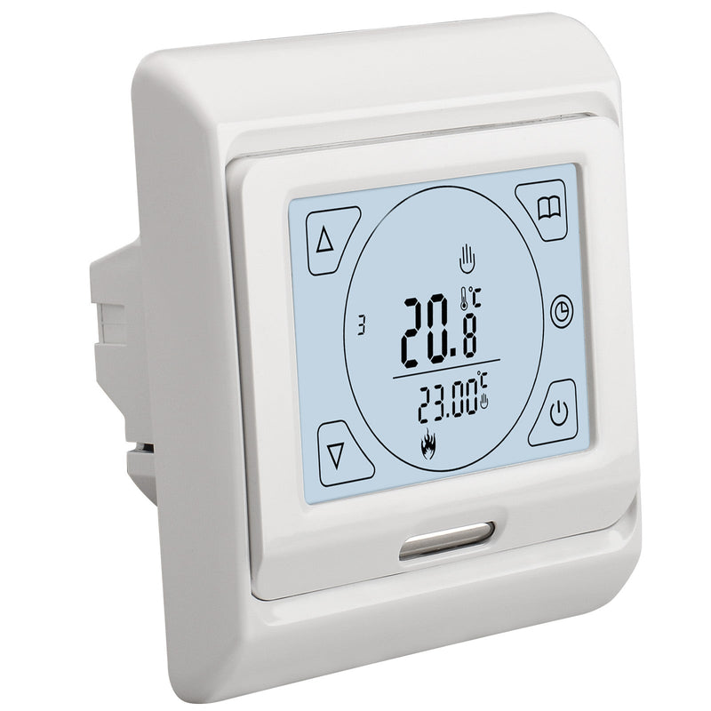 Heschen Room Thermostat WG809, LCD Digital Display, Touch Buttons, Weekly Programming,16A,Suitable for Electric Heating Equipment, with 3m external probe,White