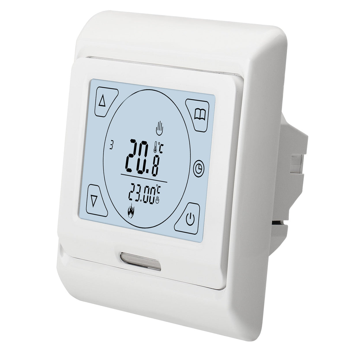 Heschen Room Thermostat WG809, LCD Digital Display, Touch Buttons, Weekly Programming,16A,Suitable for Electric Heating Equipment, with 3m external probe,White