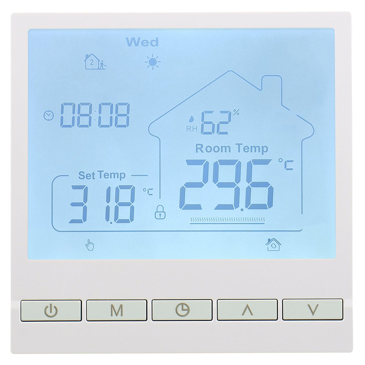 Heschen Home Thermostat WG905, programmierbar, für Wassererwärmung mit Feuchtigkeitsanzeige