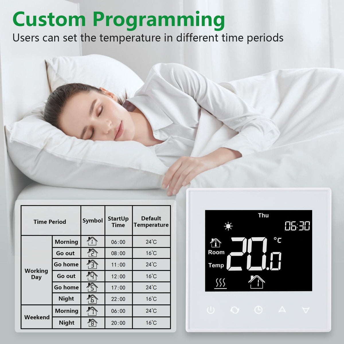 Heschen Thermostat WG505B, 3A With Passive Linkage Water Heating,Black