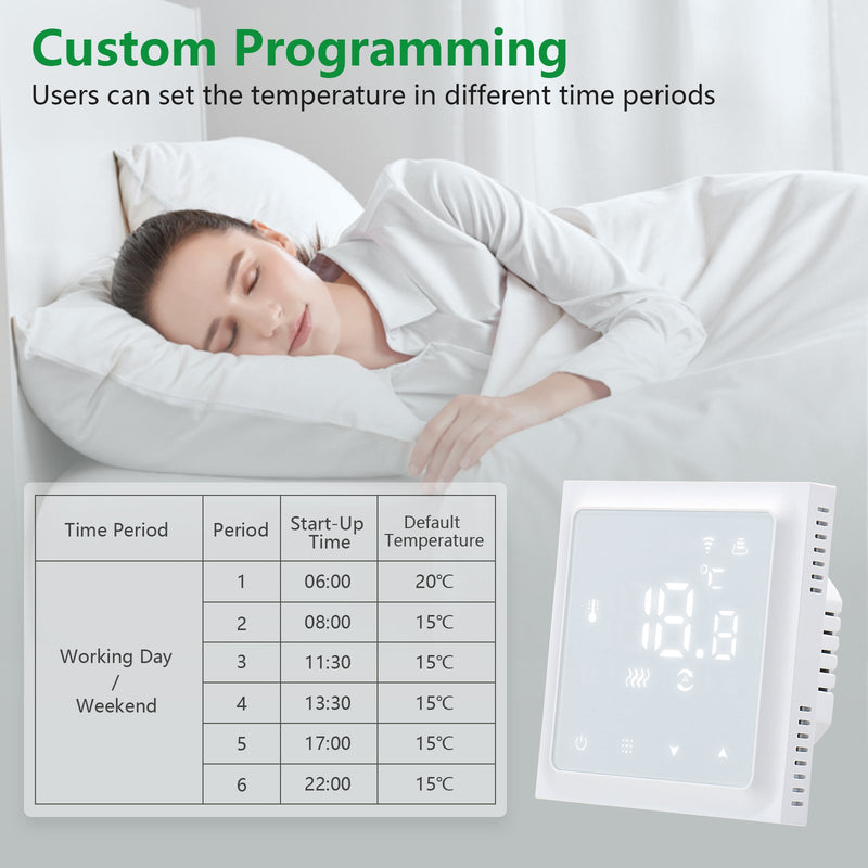 Heschen WiFi Thermostat WG611,Heat and Cold Mode AC230V Max3A 2.4GHz TUYA APP  for Radiant Floor Heating,Compatible with Alexa Echo/Google Home